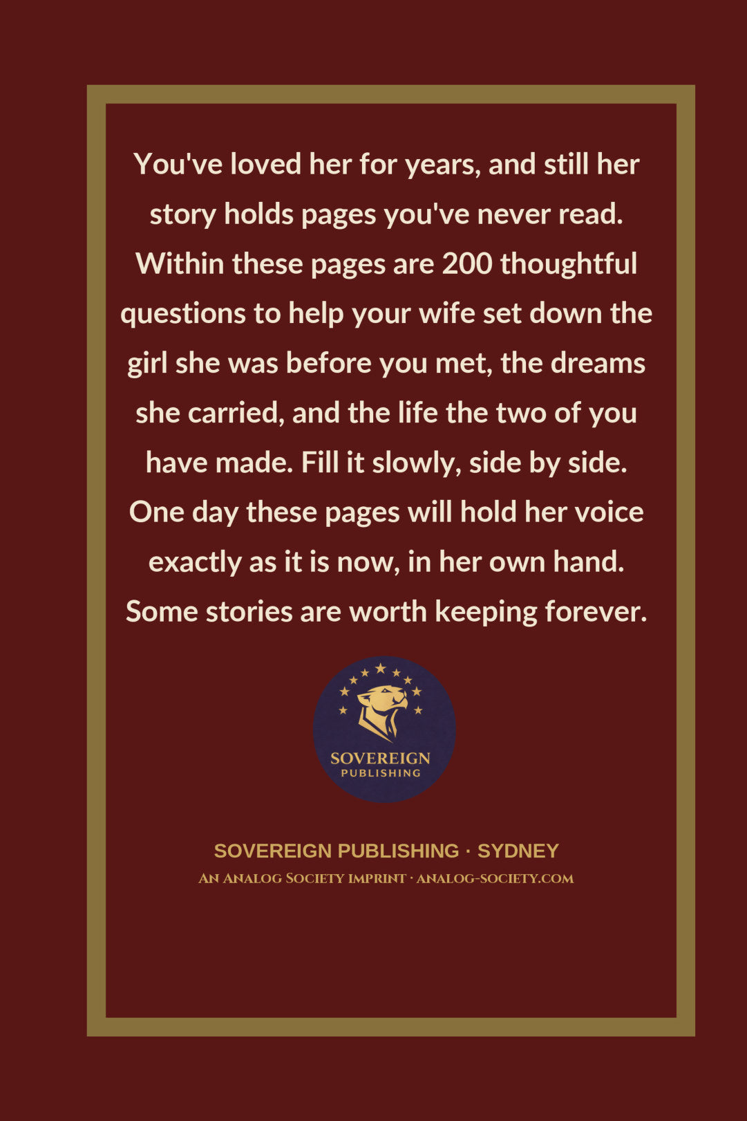 The Woman I Married, In 200 Questions - back cover