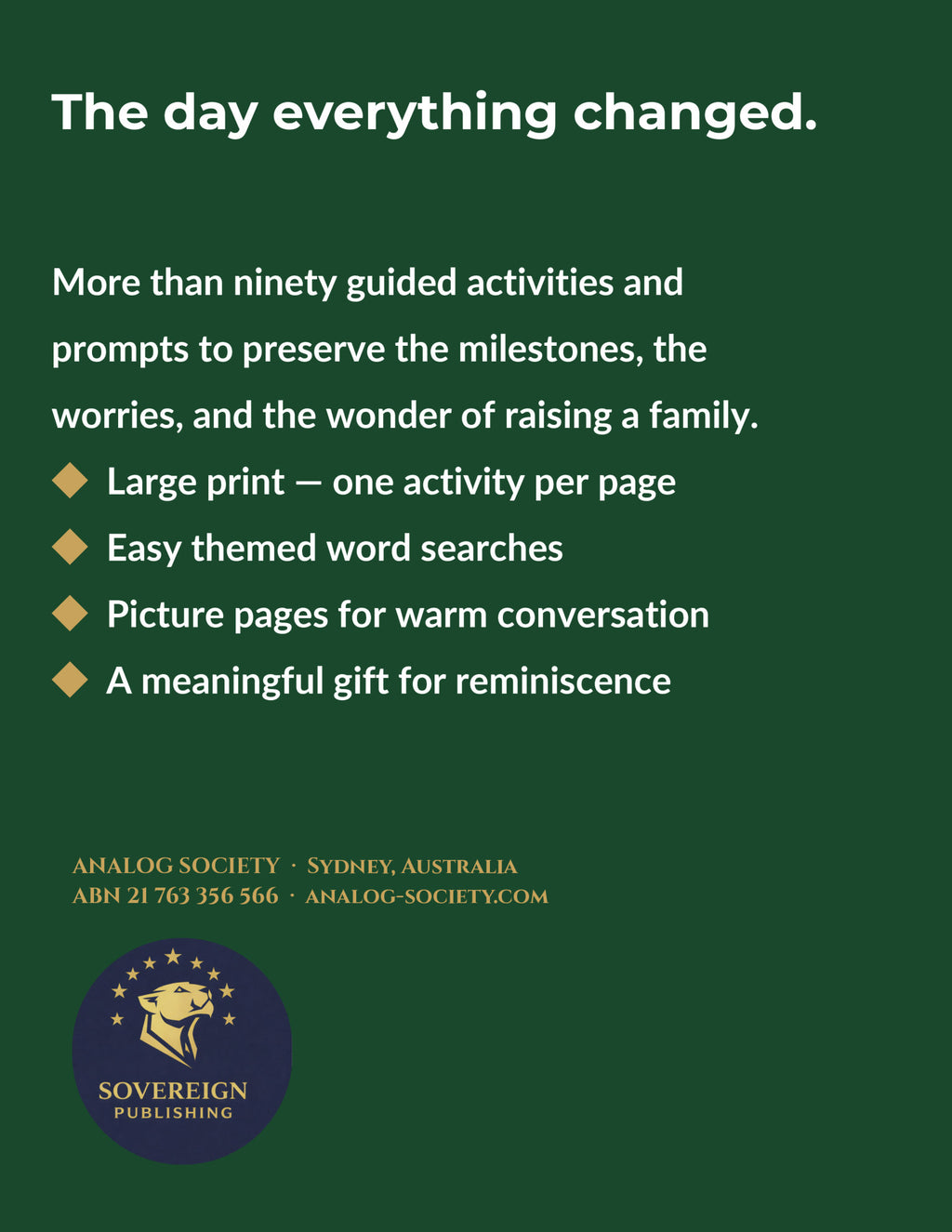 A Memory Book — Becoming a Parent - back cover