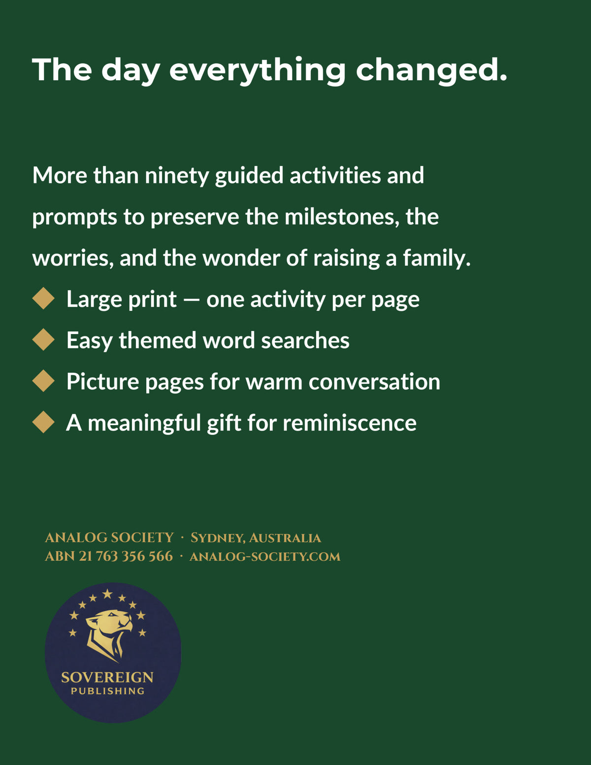 A Memory Book — Becoming a Parent - back cover
