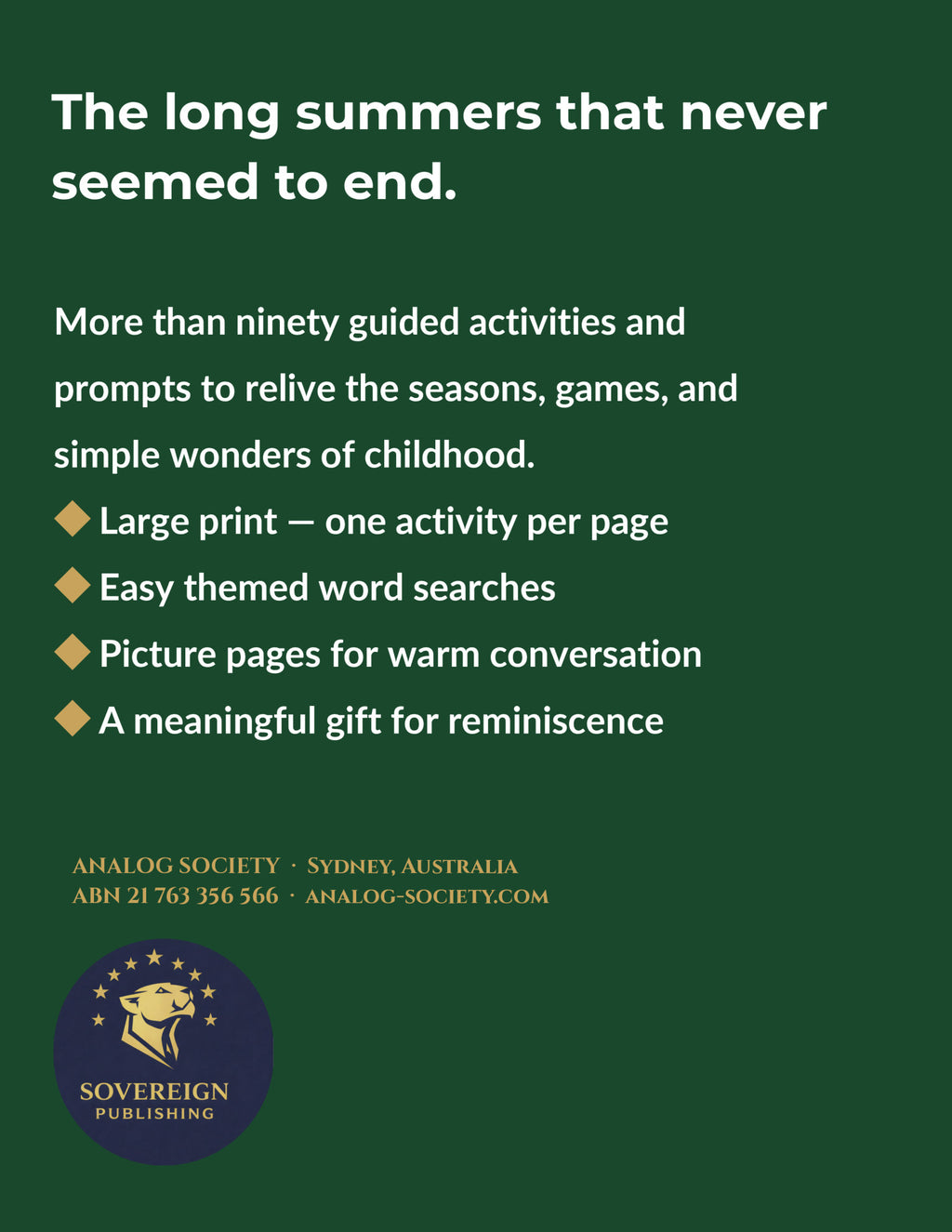 A Memory Book — Seasons of Childhood - back cover