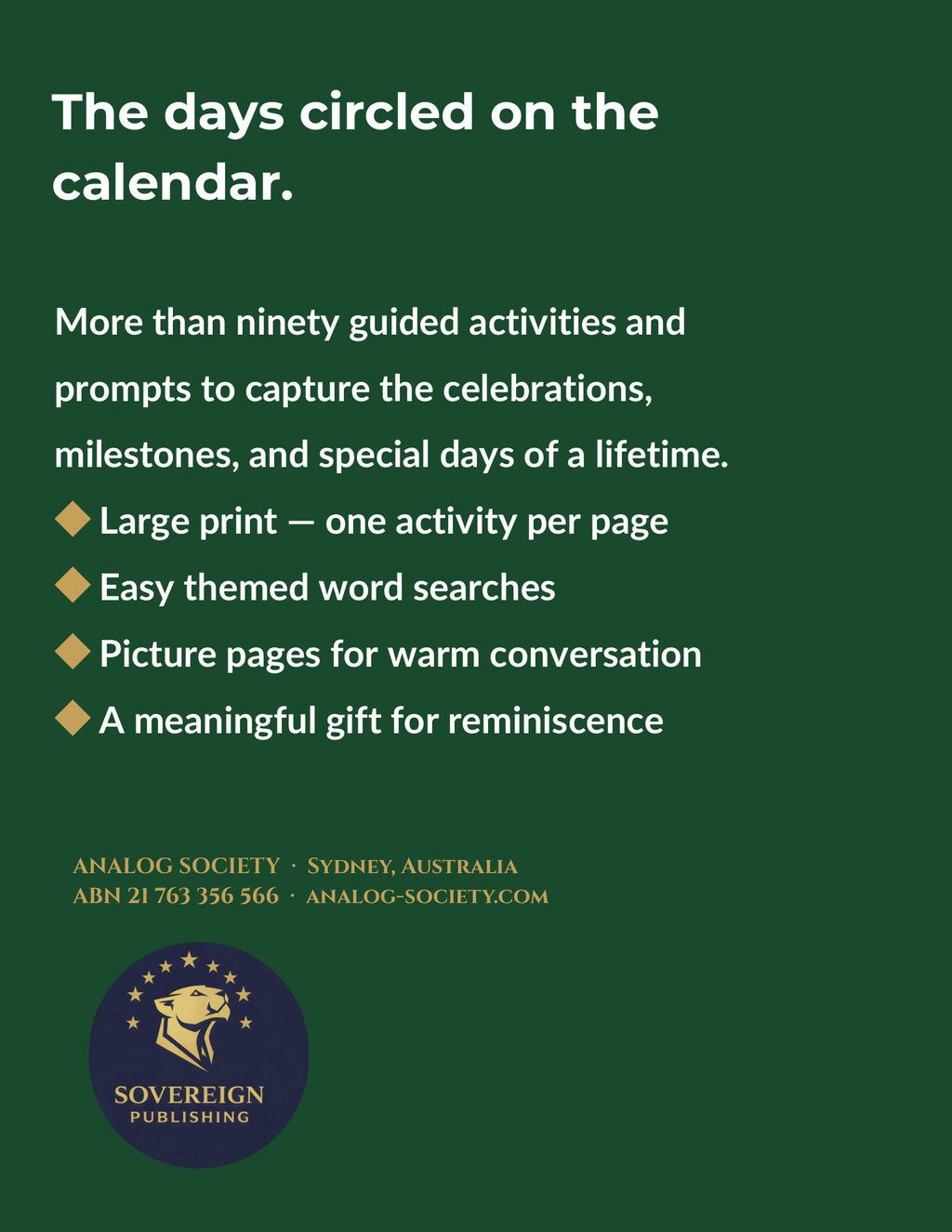 A Memory Book — Special Days and Festivals - back cover