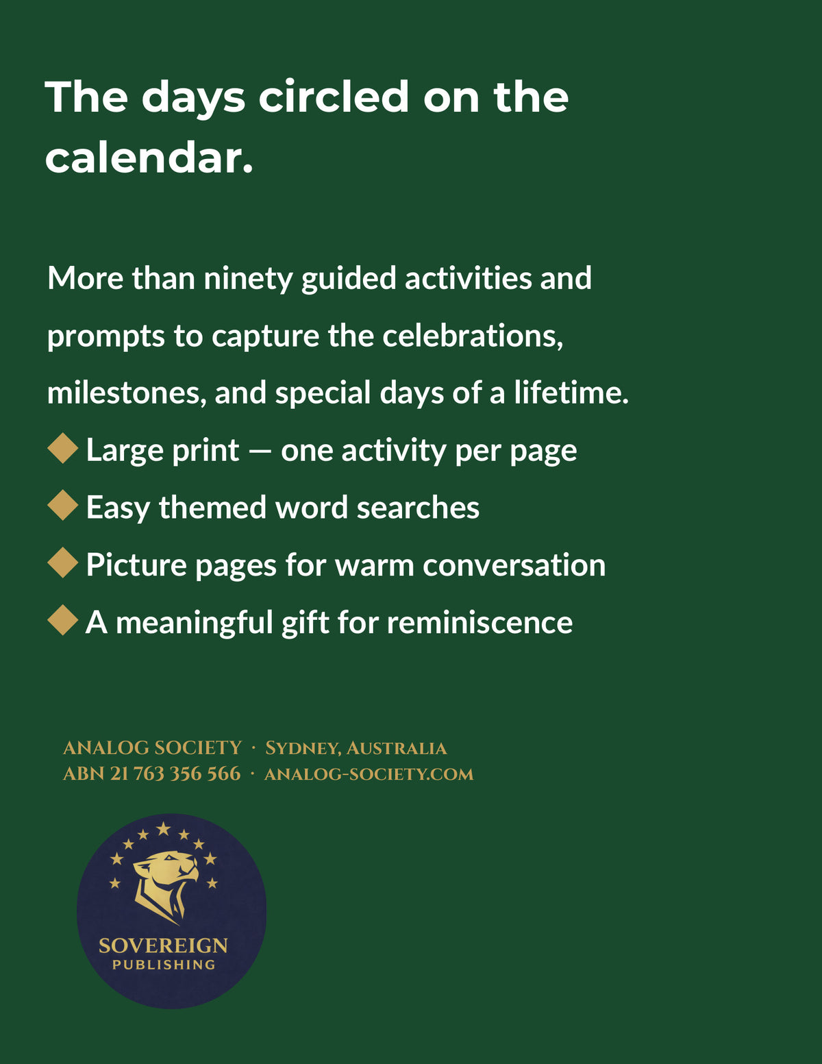 A Memory Book — Special Days and Festivals - back cover