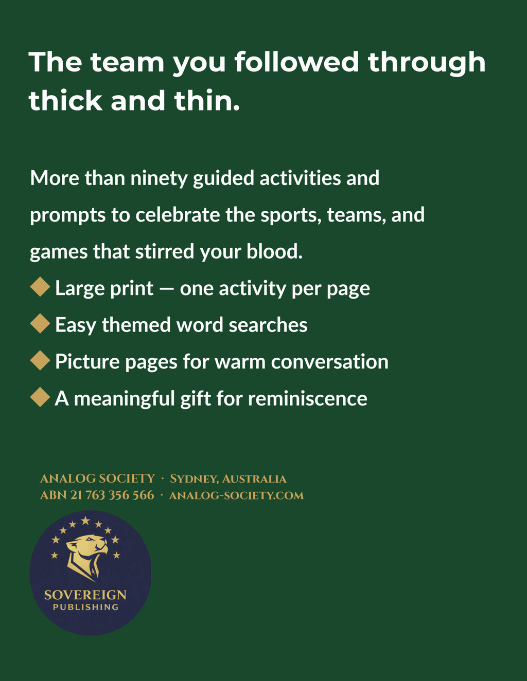 A Memory Book — Sport and Games - back cover