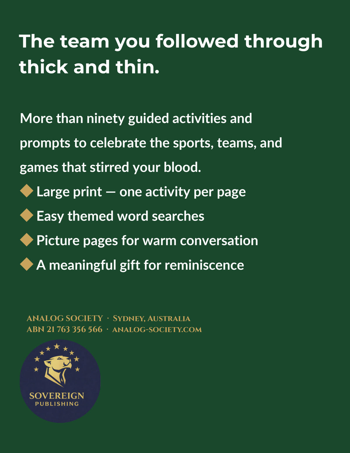 A Memory Book — Sport and Games - back cover