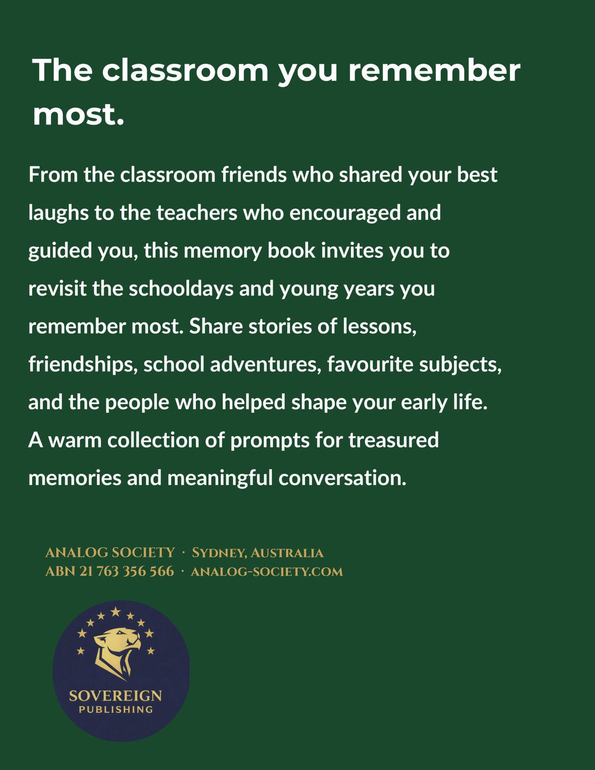 A Memory Book — School Friends and Teachers - back cover