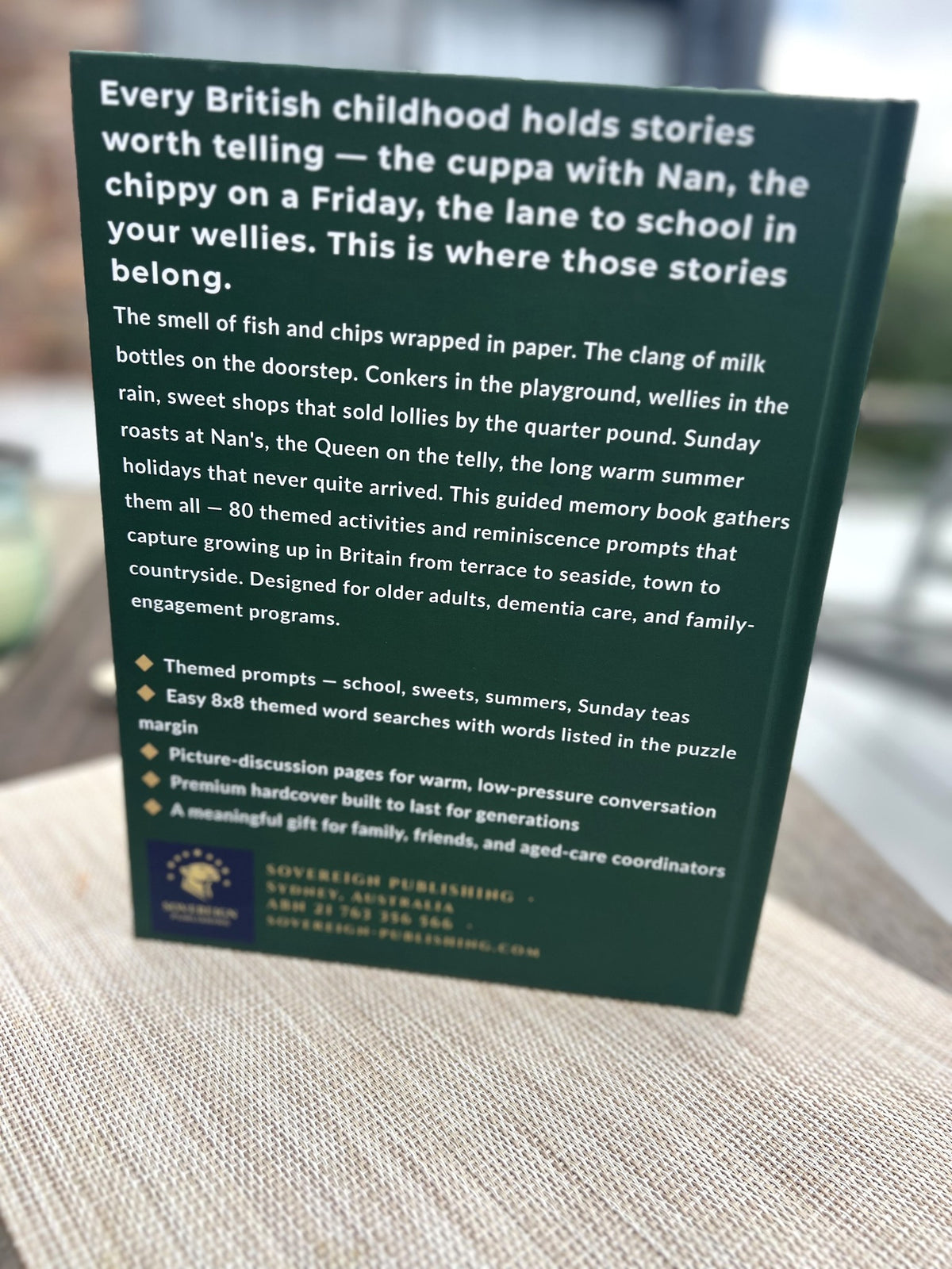 Back cover of A Memory Book - British Childhood, real copy