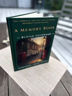 A Memory Book - British Childhood standing hardcover, photographed in the garden