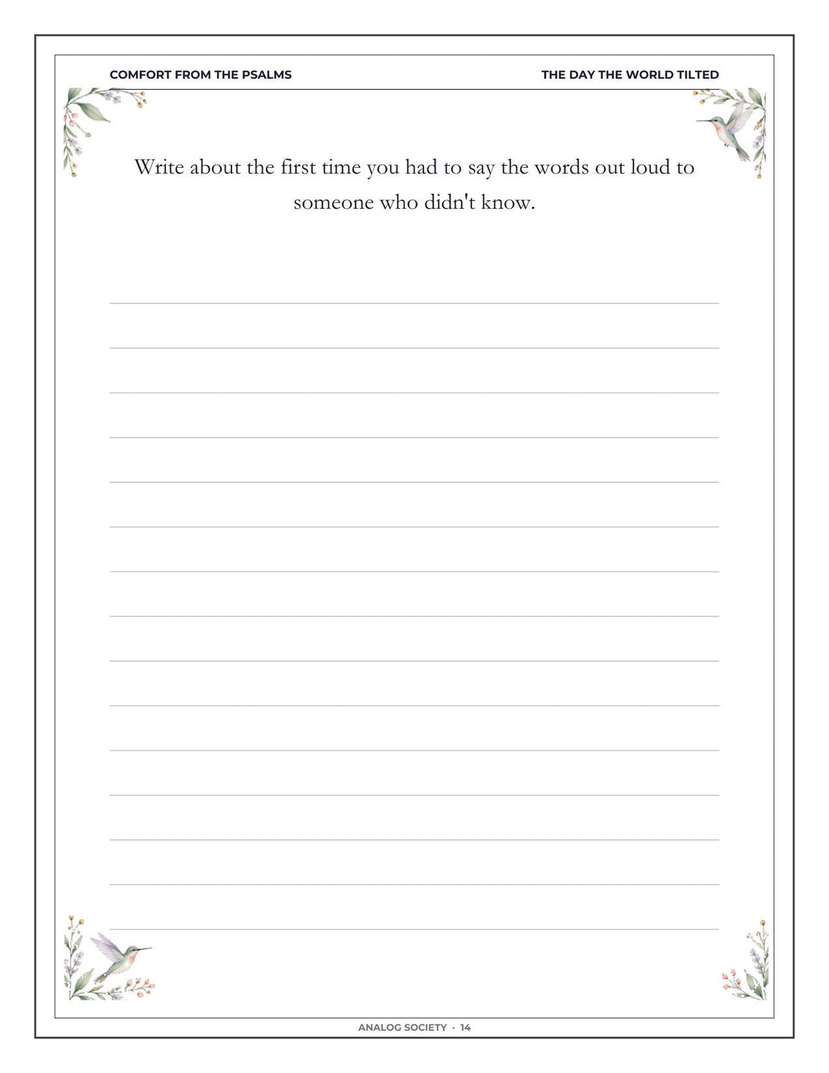 Comfort from the Psalms — After the Loss of a Parent - inside page 15: Write about the first time you had to say the words out loud to