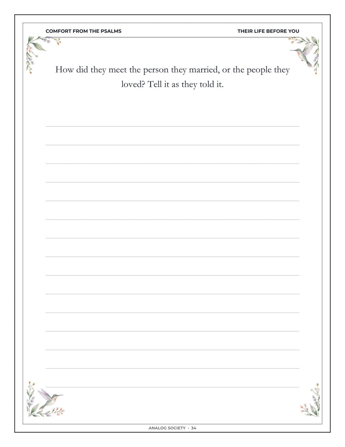 Comfort from the Psalms — After the Loss of a Parent - inside page 35: How did they meet the person they married, or the people they