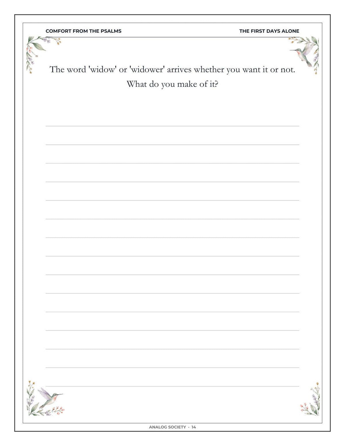 Comfort from the Psalms — After the Loss of a Spouse - inside page 15: The word 'widow' or 'widower' arrives whether you want it or not