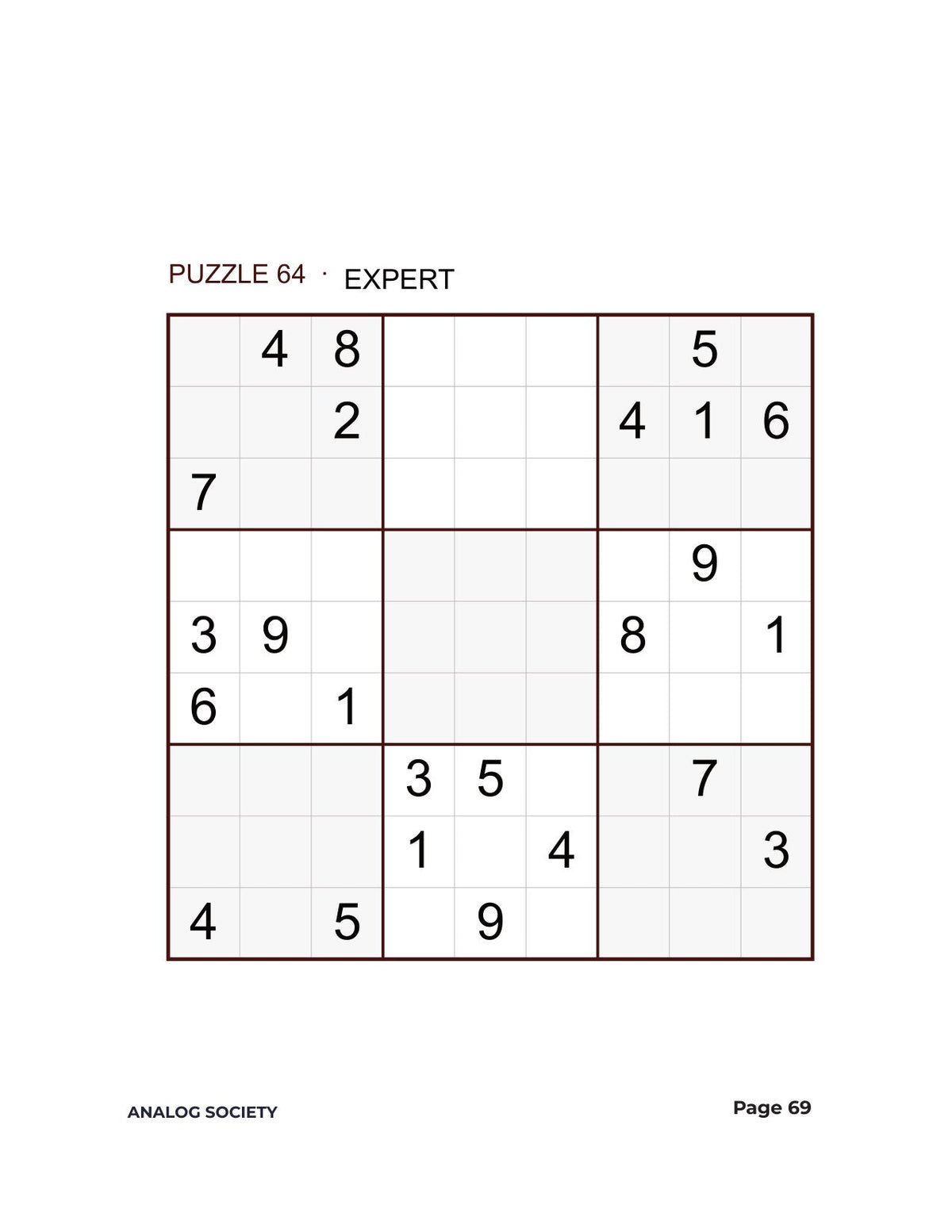 Expert Sudoku — 200 Extreme Puzzles - inside page 69: 4 1 6