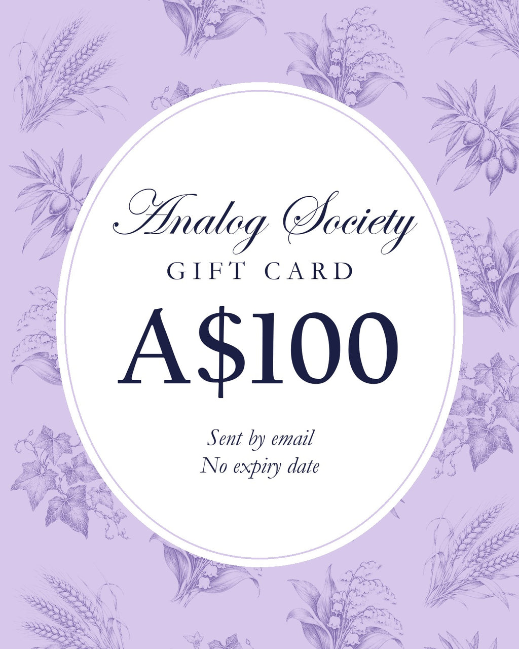 Analog Society gift card, A$100