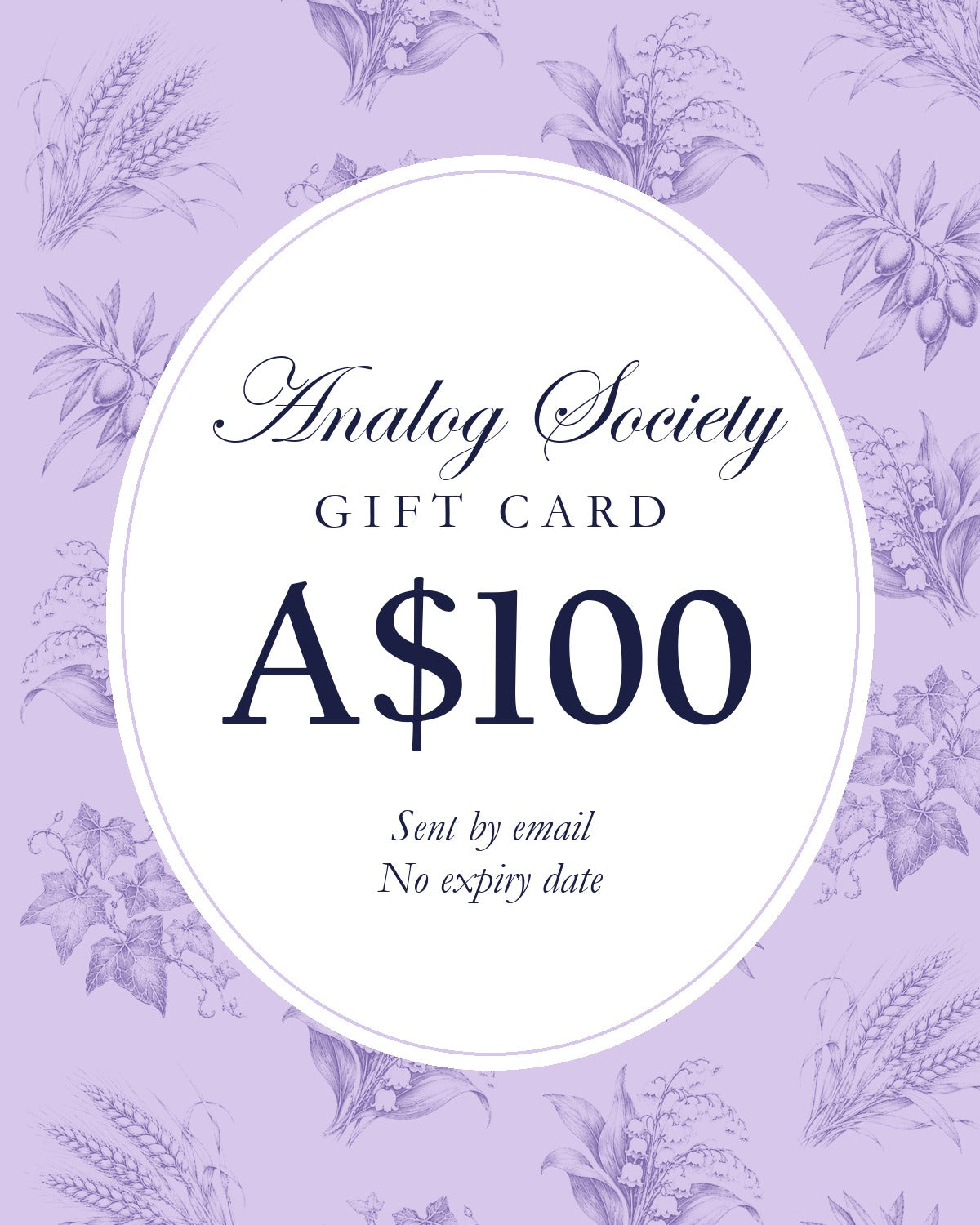 Analog Society gift card, A$100