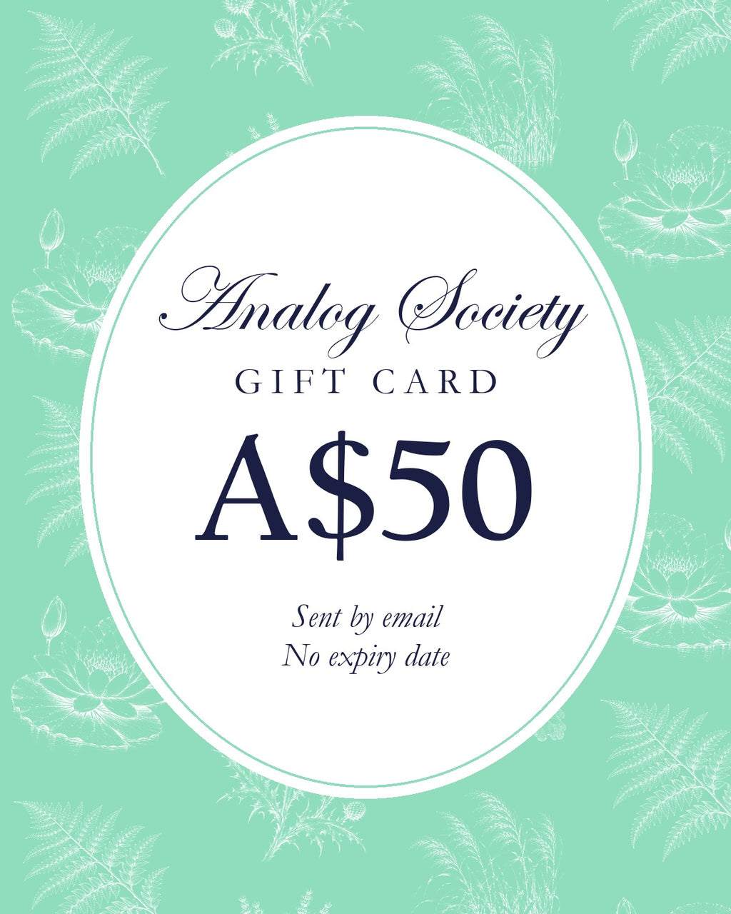 Analog Society gift card, A$50