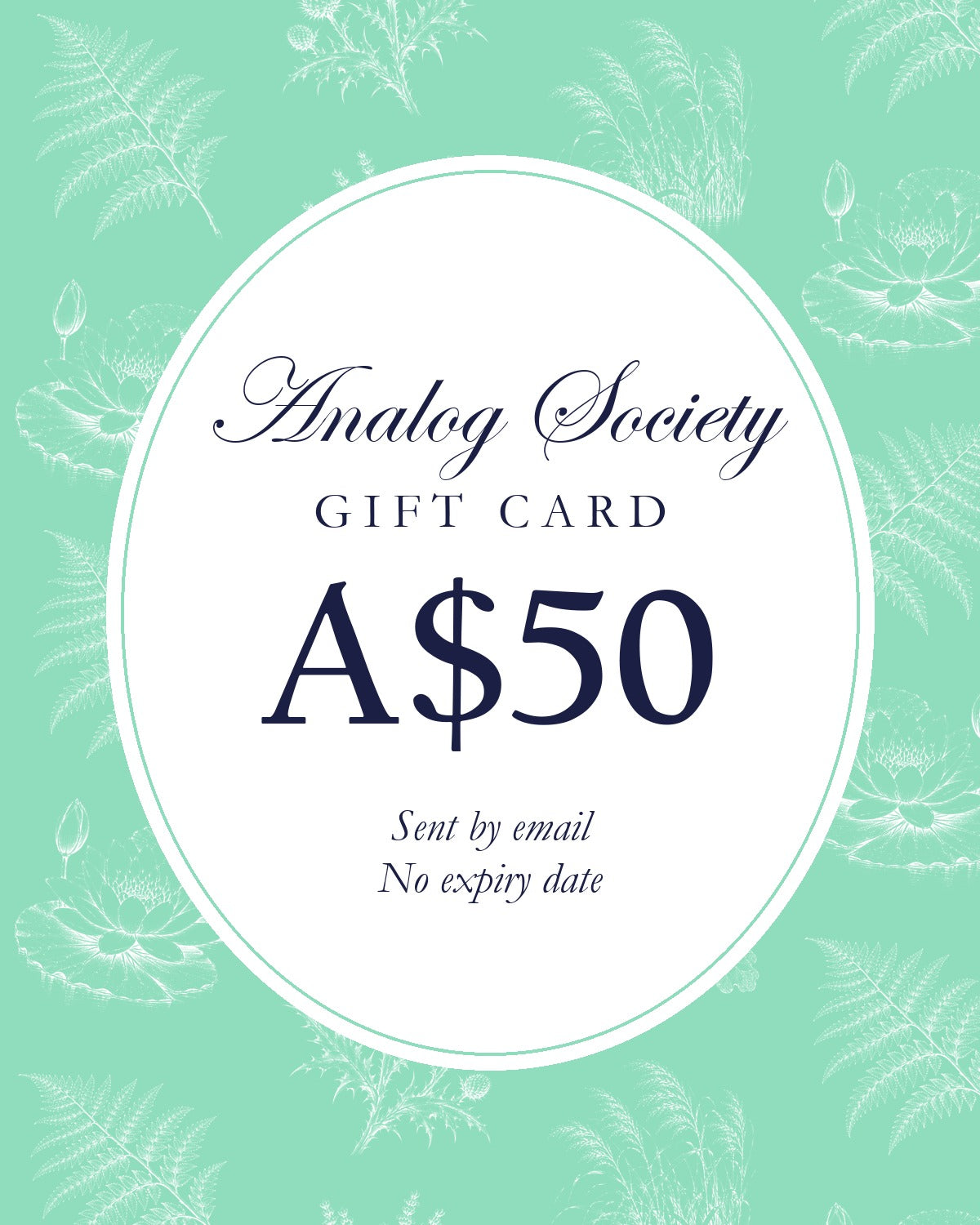 Analog Society gift card, A$50
