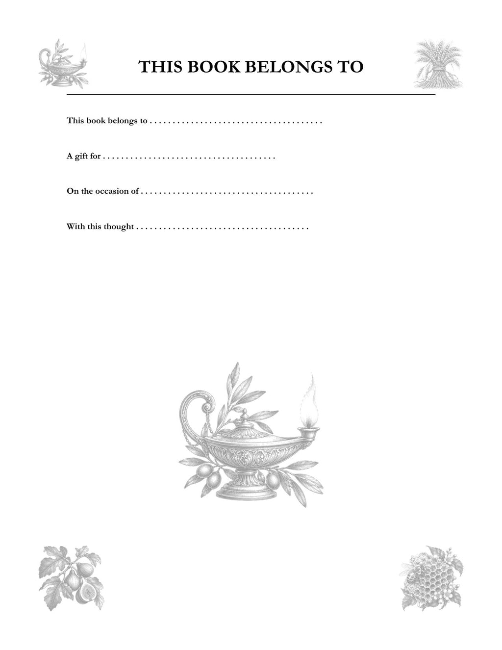 In Your Own Hand — Proverbs - inside page: This Book Belongs To (printed in black and white)