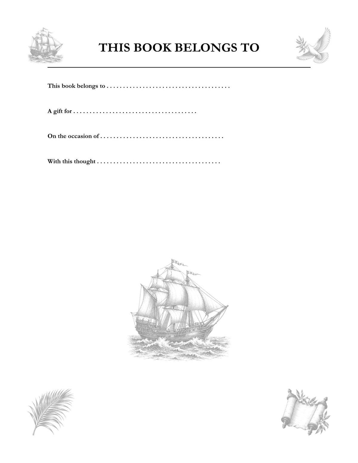 In Your Own Hand — The Acts of the Apostles - inside page: This Book Belongs To (printed in black and white)