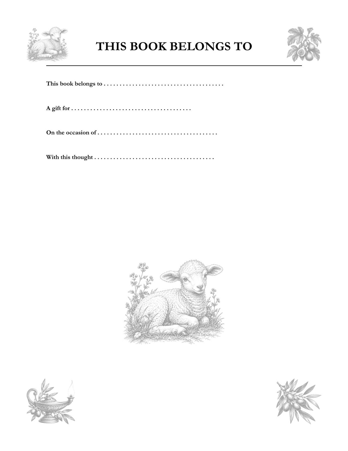 In Your Own Hand — The Gospel of Luke - inside page: This Book Belongs To (printed in black and white)