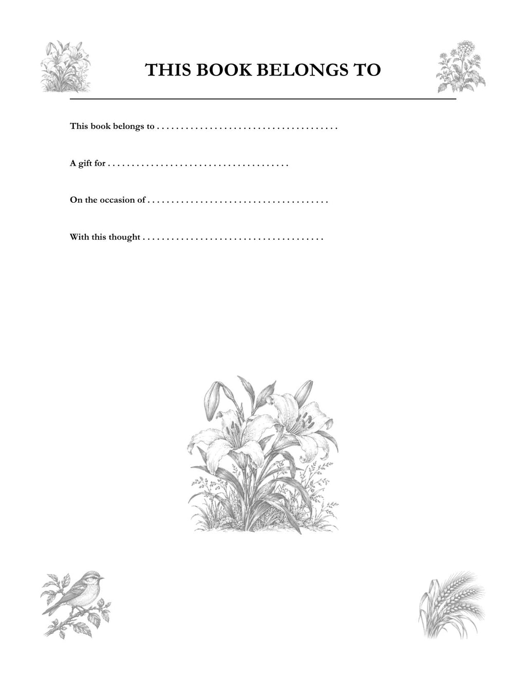 In Your Own Hand — The Gospel of Matthew - inside page: This Book Belongs To (printed in black and white)