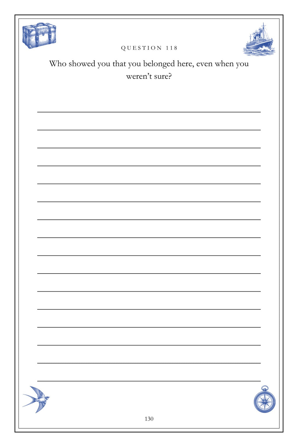 Leaving, Arriving, Belonging hardcover gift edition, inside page 130
