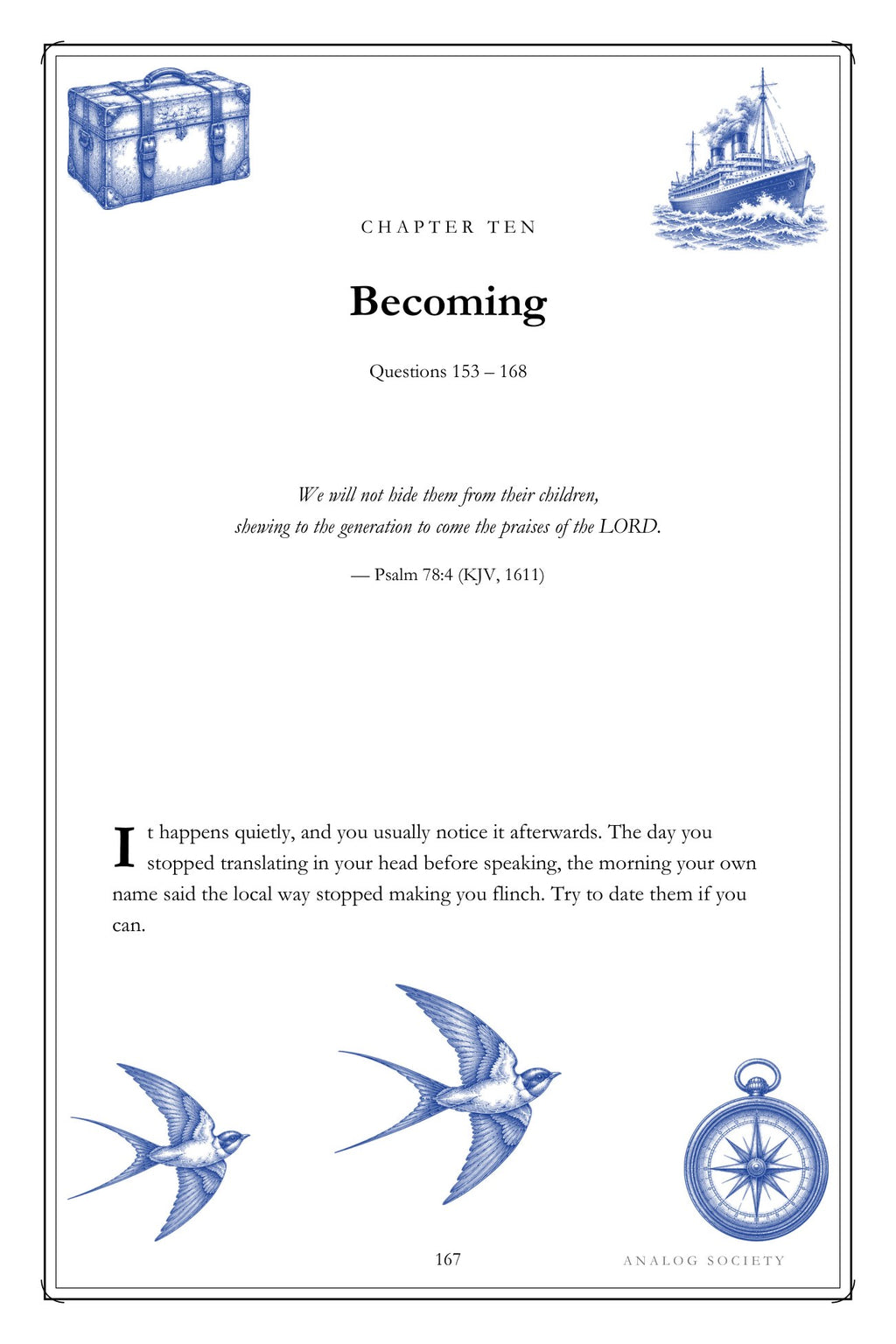 Leaving, Arriving, Belonging hardcover gift edition, inside page 167