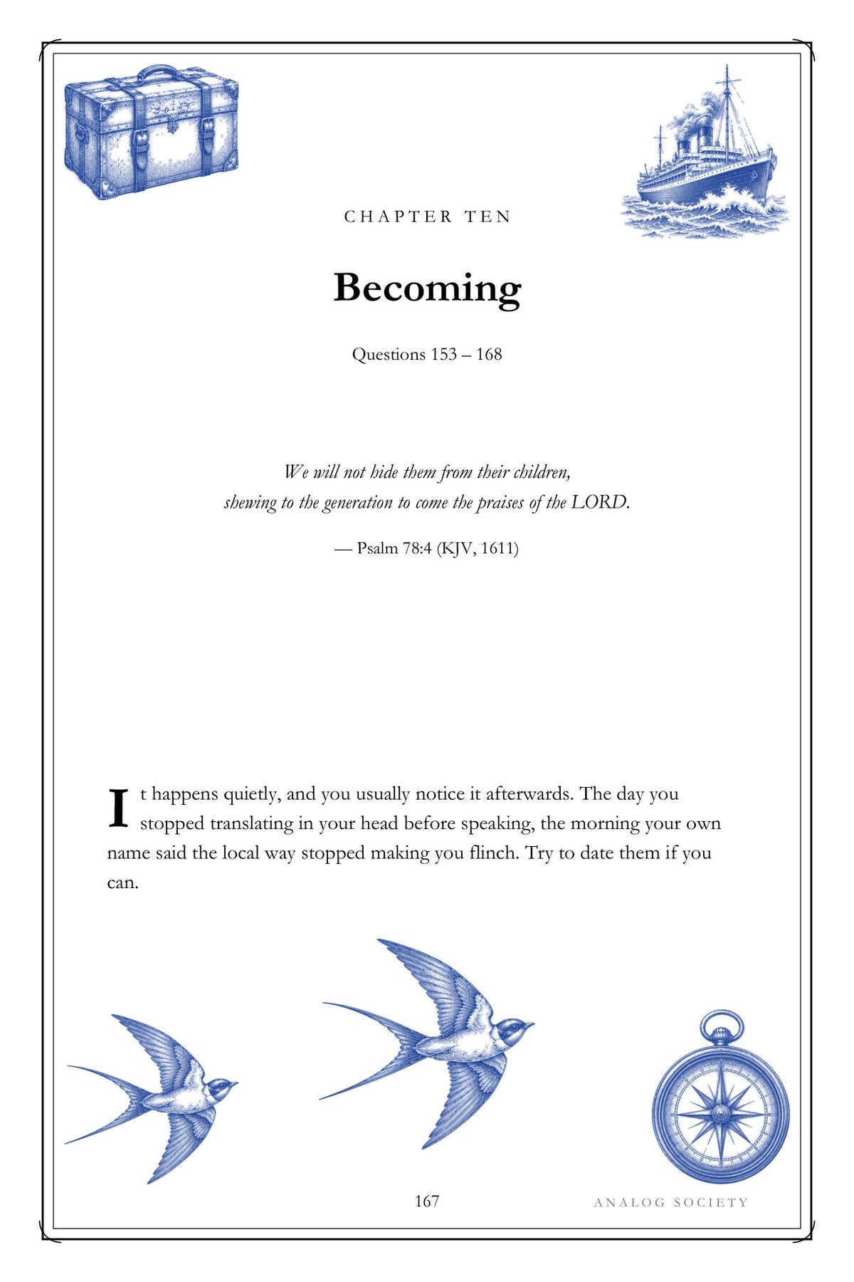 Leaving, Arriving, Belonging hardcover gift edition, inside page 167