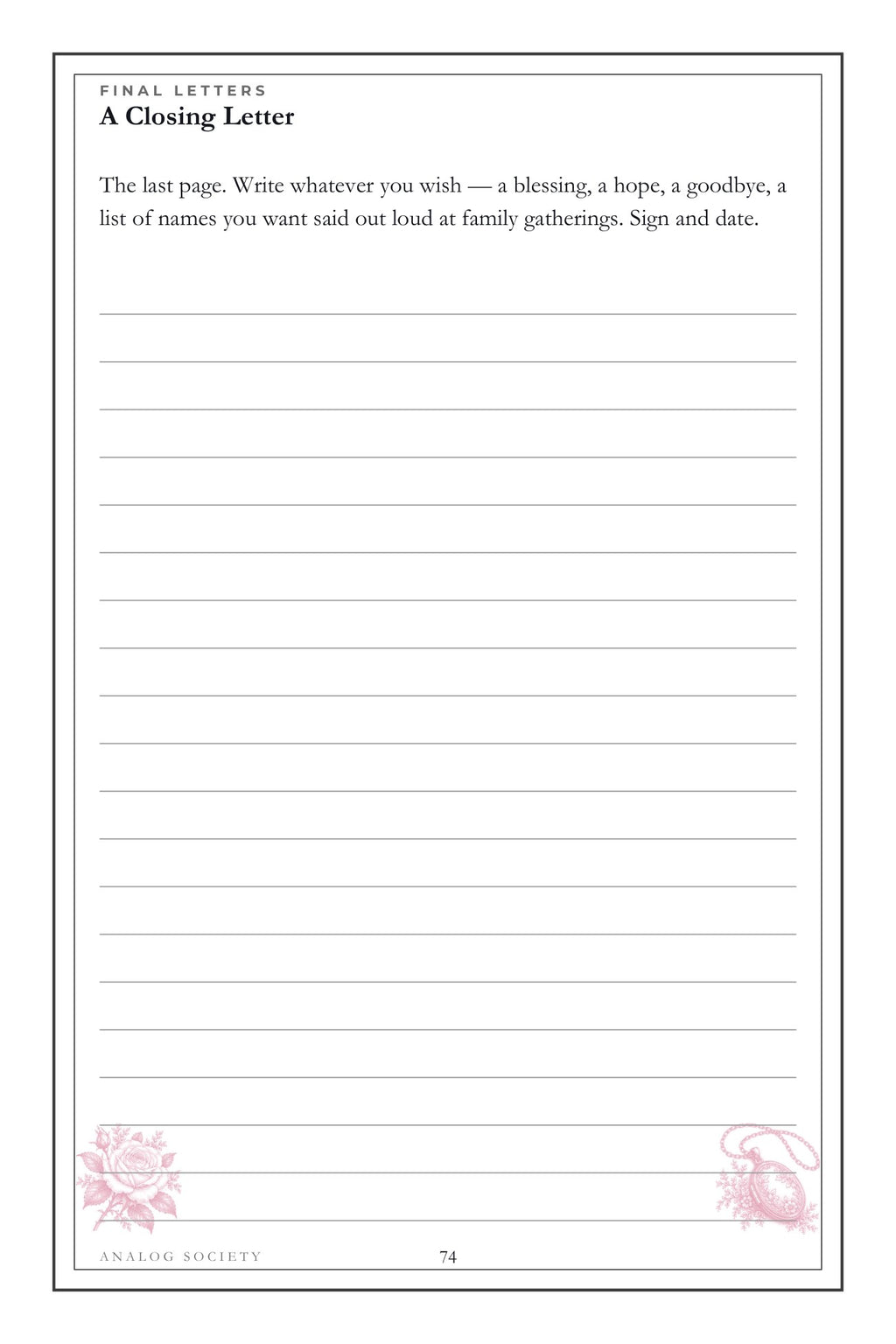 My Side of the Family hardcover gift edition, inside page 74