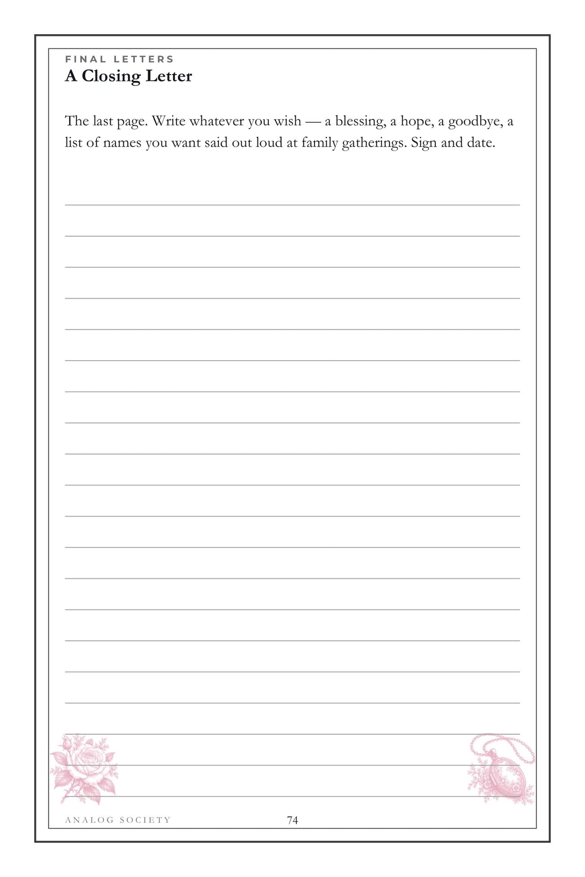 My Side of the Family hardcover gift edition, inside page 74