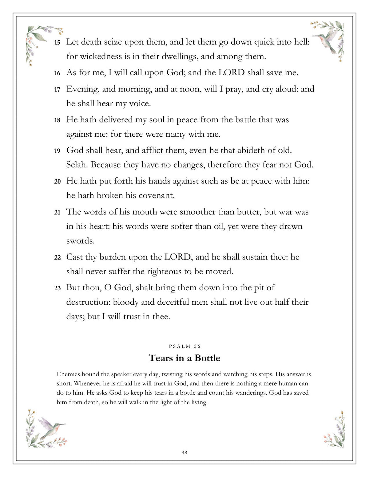 Psalms of Comfort and Strength - inside page 48: Tears in a Bottle