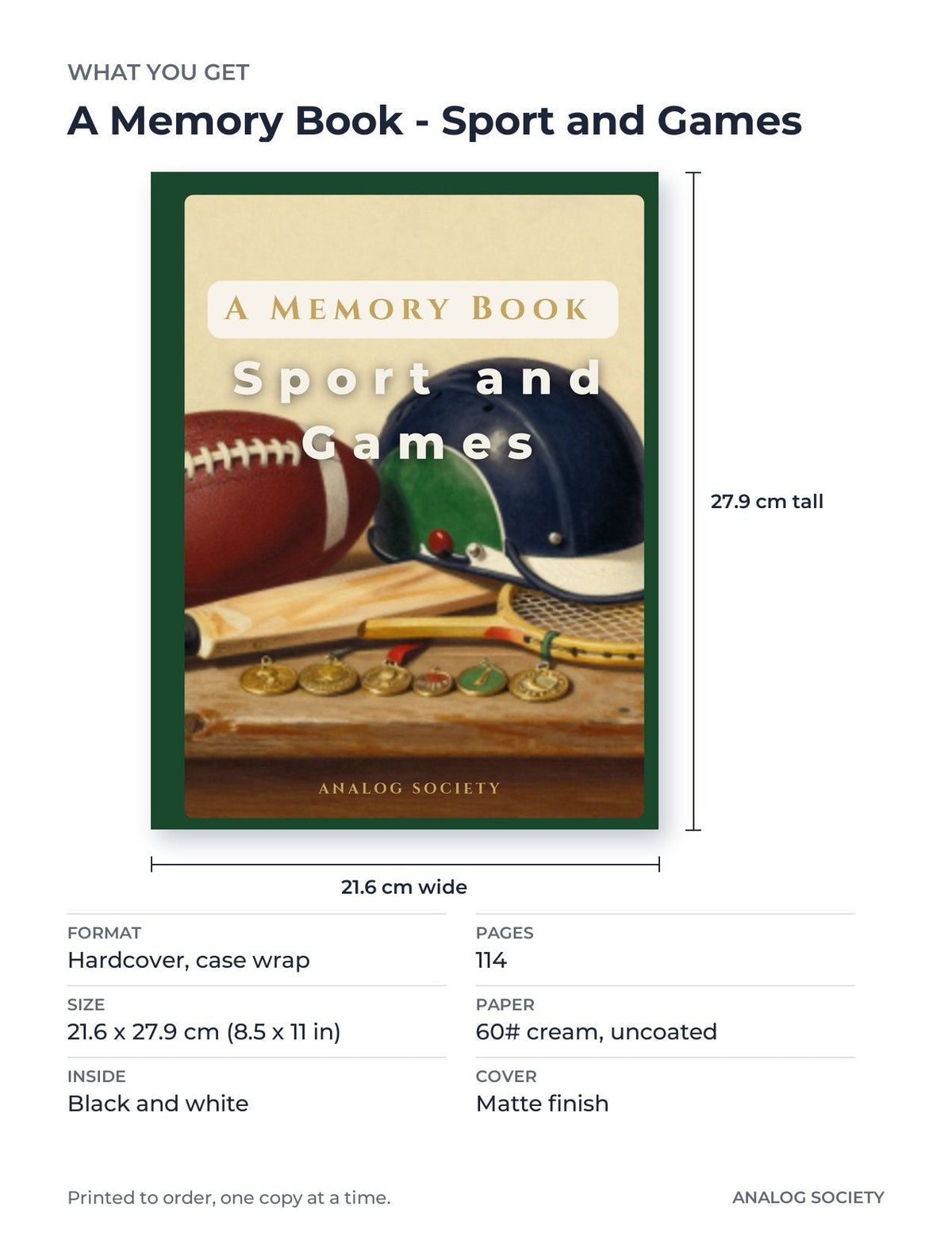 What you get: size, pages and format
