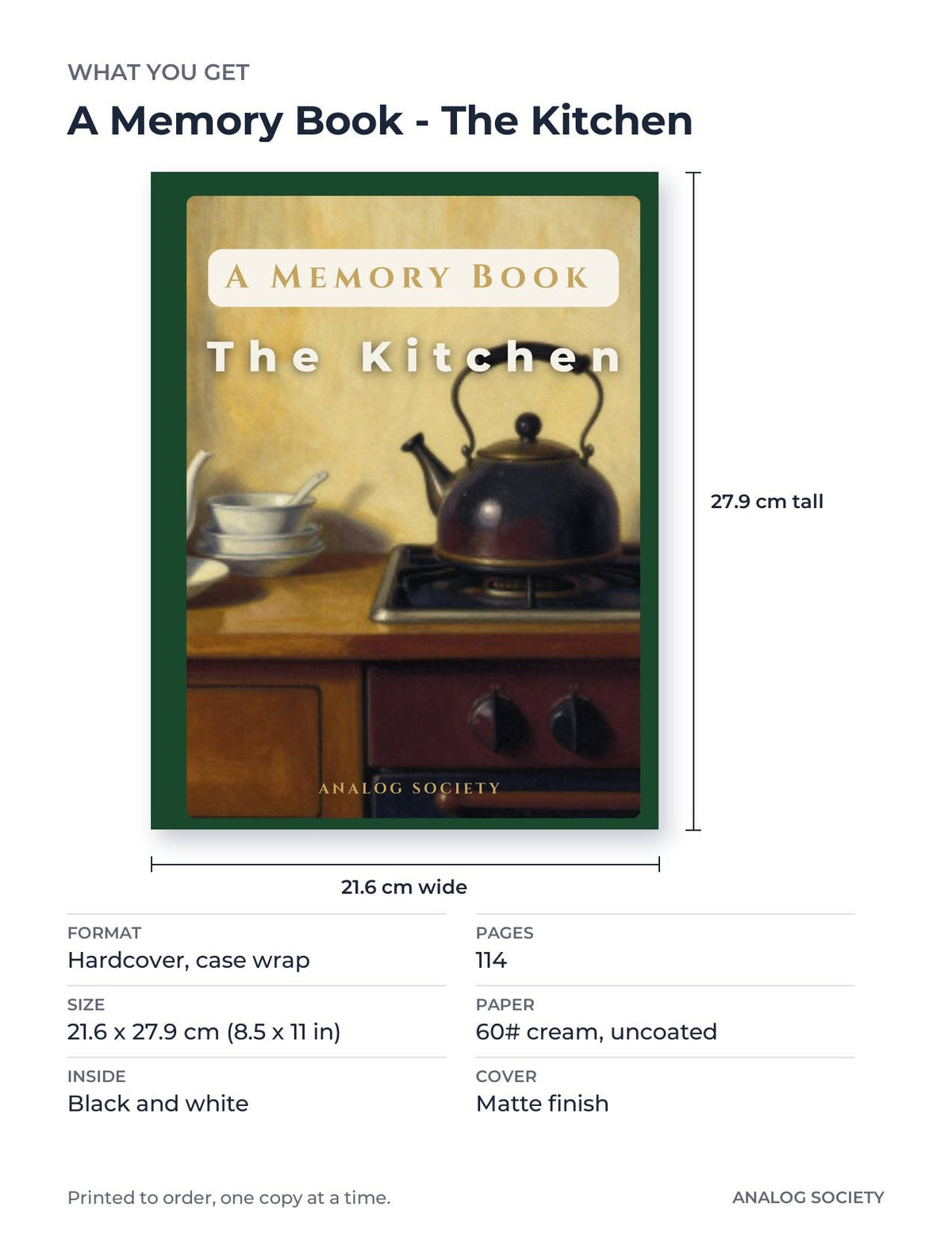 What you get: size, pages and format