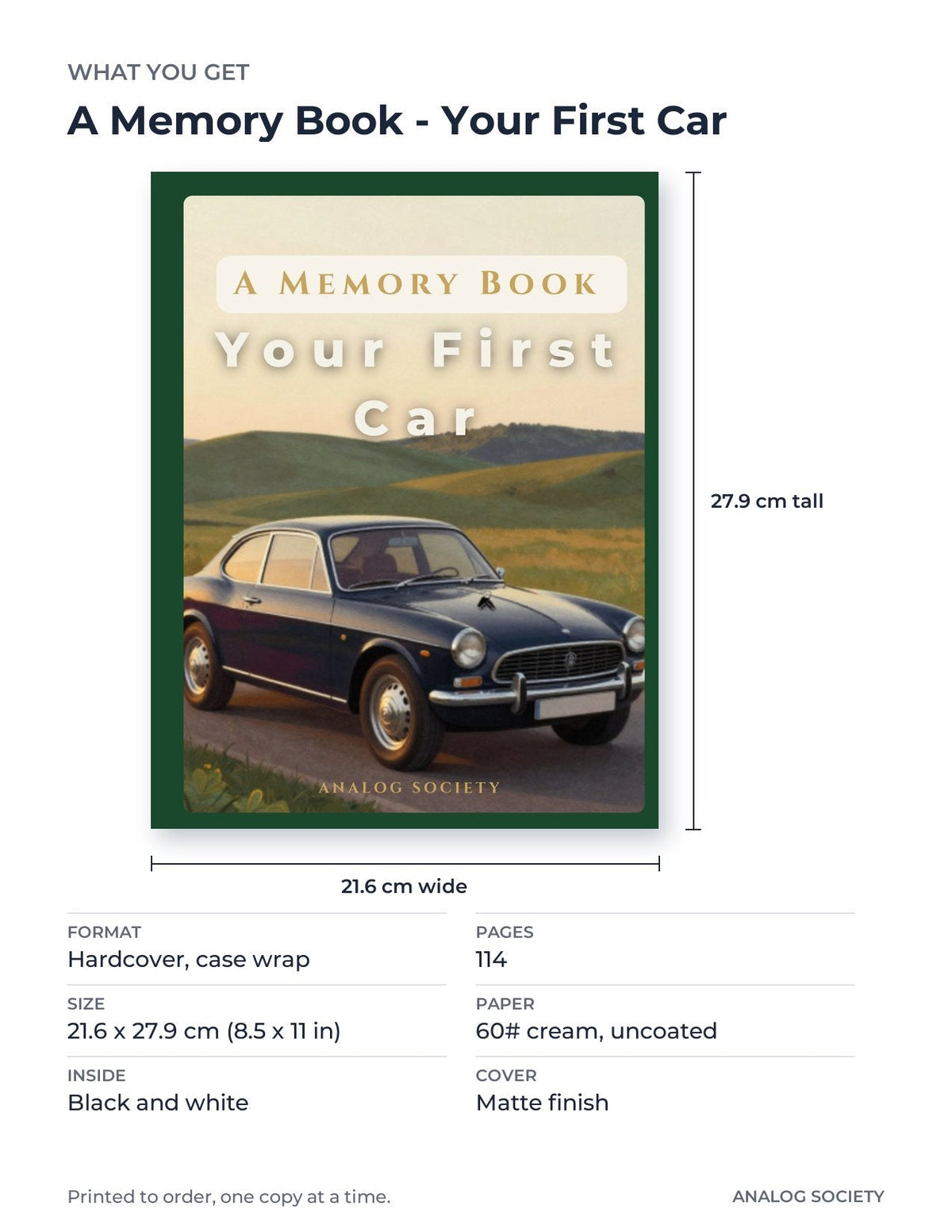 What you get: size, pages and format