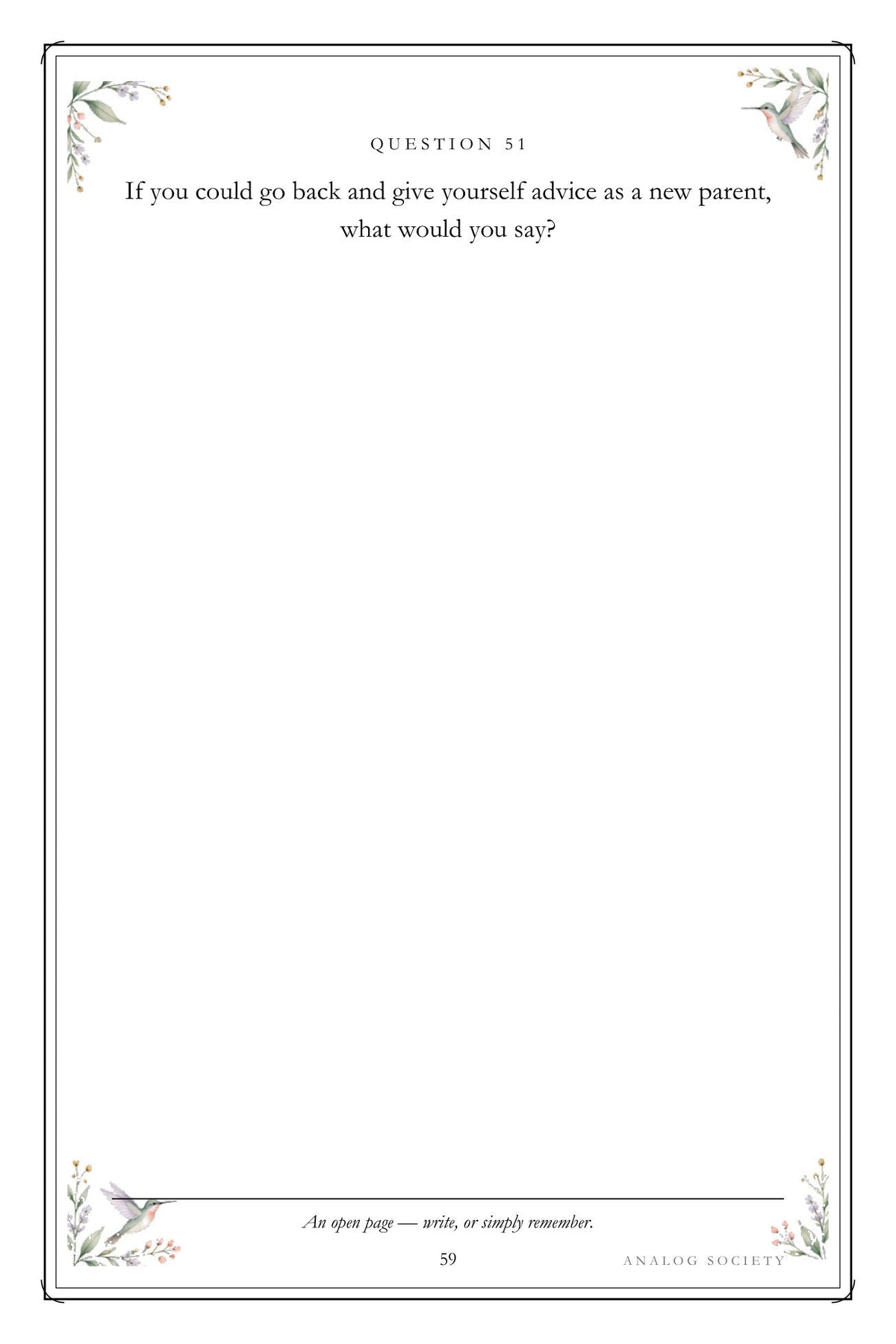 The Man I Married, In 200 Questions - inside page 59: If you could go back and give yourself advice as a new parent,
