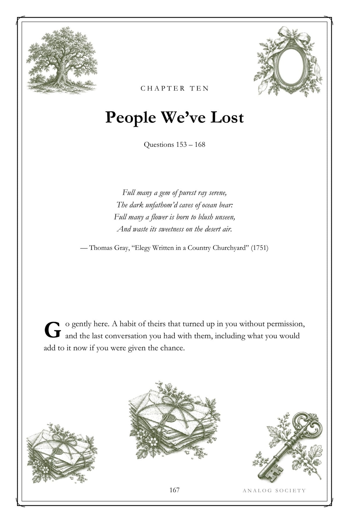 The Names We Nearly Lost hardcover gift edition, inside page 167
