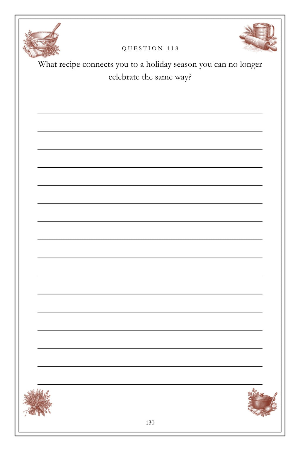 The Recipes Nobody Wrote Down hardcover gift edition, inside page 130