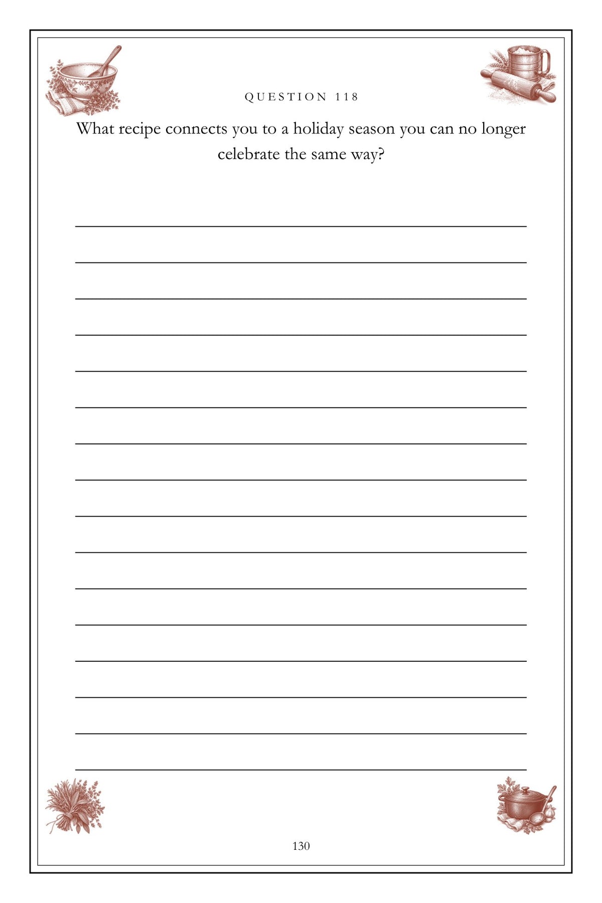 The Recipes Nobody Wrote Down hardcover gift edition, inside page 130