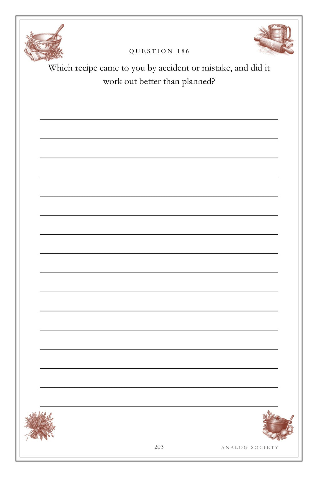 The Recipes Nobody Wrote Down hardcover gift edition, inside page 203