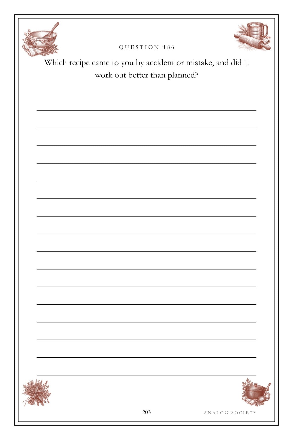 The Recipes Nobody Wrote Down hardcover gift edition, inside page 203