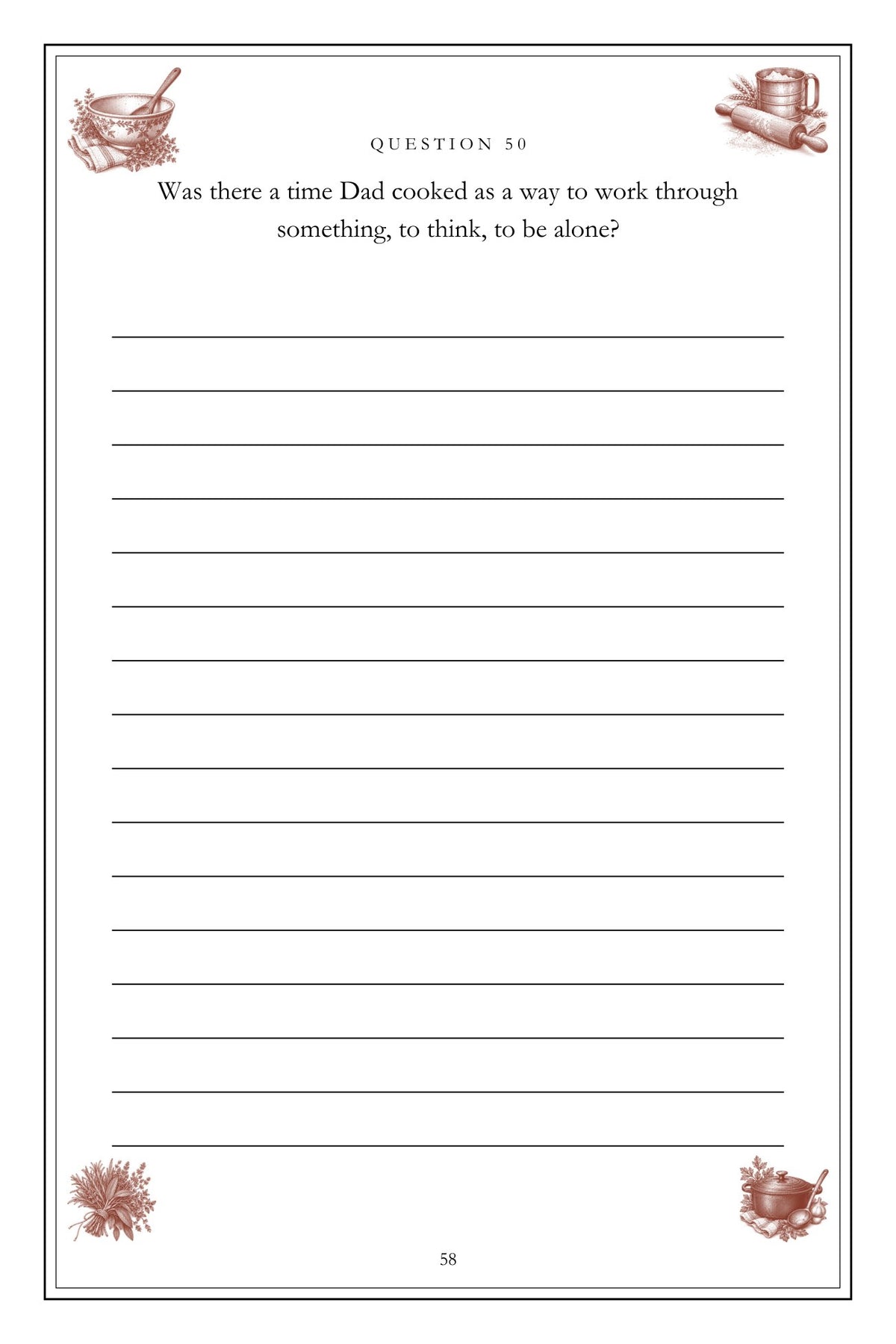 The Recipes Nobody Wrote Down hardcover gift edition, inside page 58