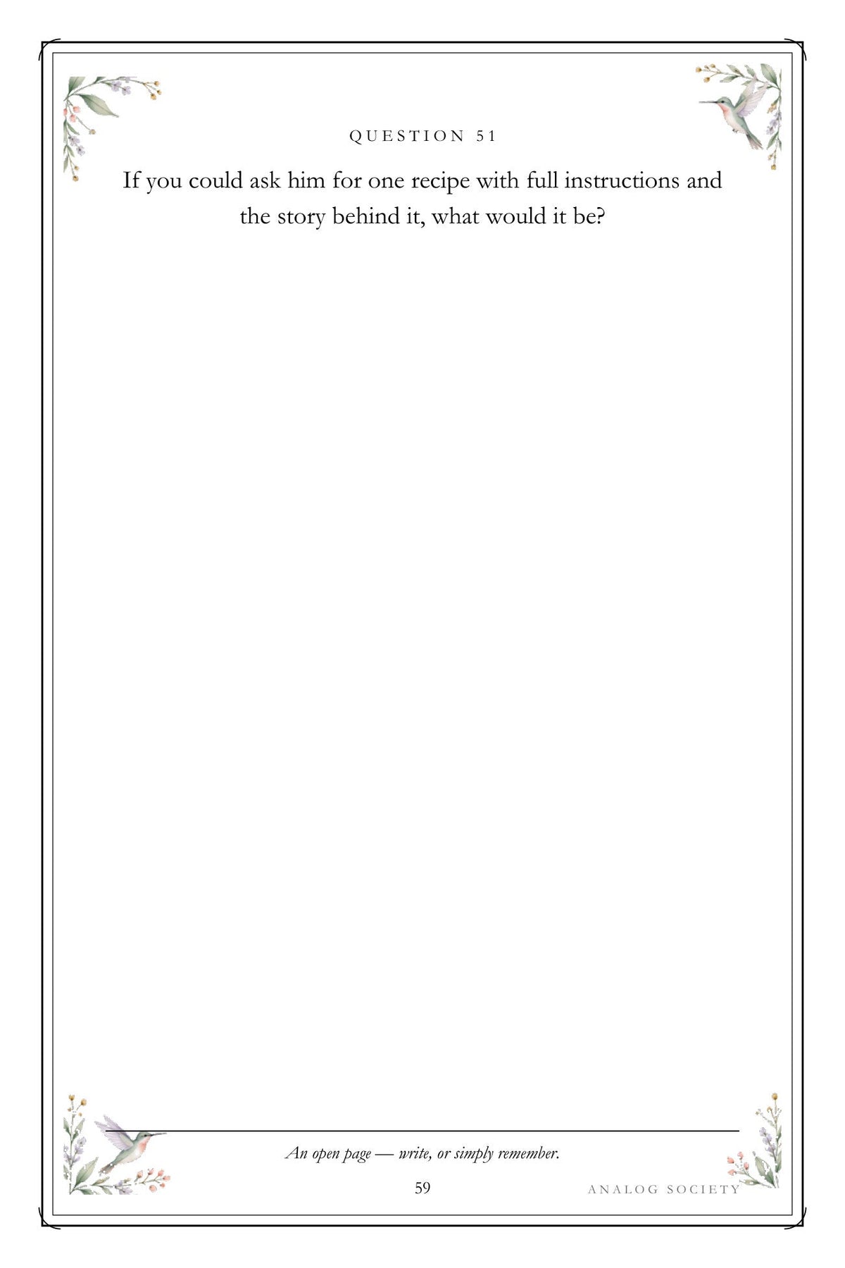The Recipes Nobody Wrote Down - inside page 59: If you could ask him for one recipe with full instructions and