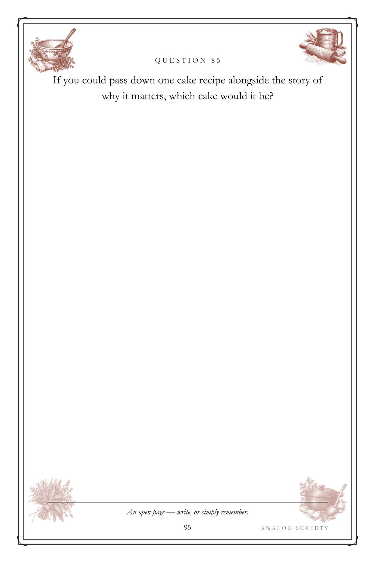 The Recipes Nobody Wrote Down hardcover gift edition, inside page 95