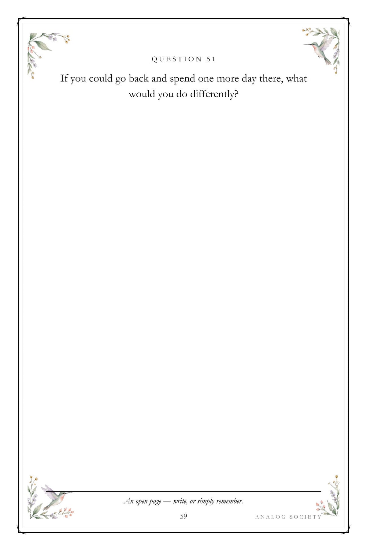 The Roads I Remember - inside page 59: If you could go back and spend one more day there, what