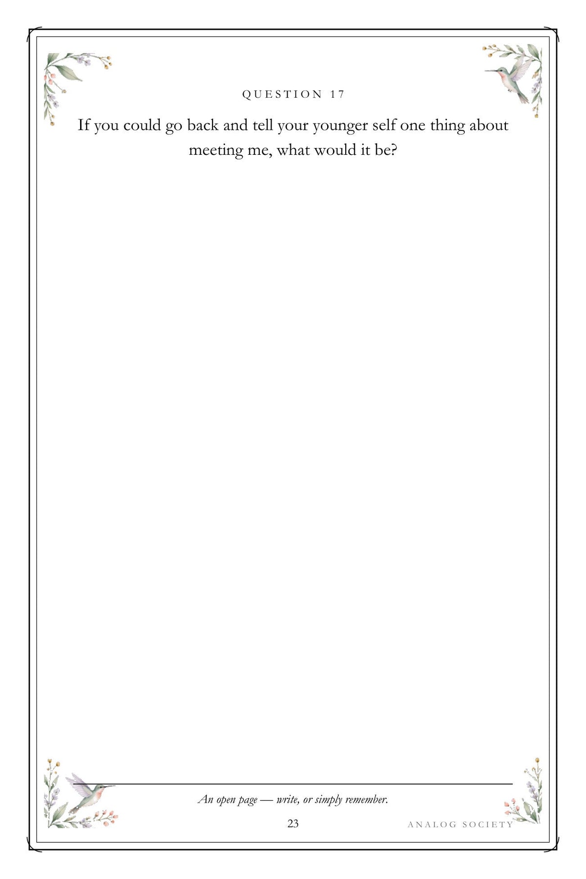The Woman I Married, In 200 Questions - inside page 23: If you could go back and tell your younger self one thing about