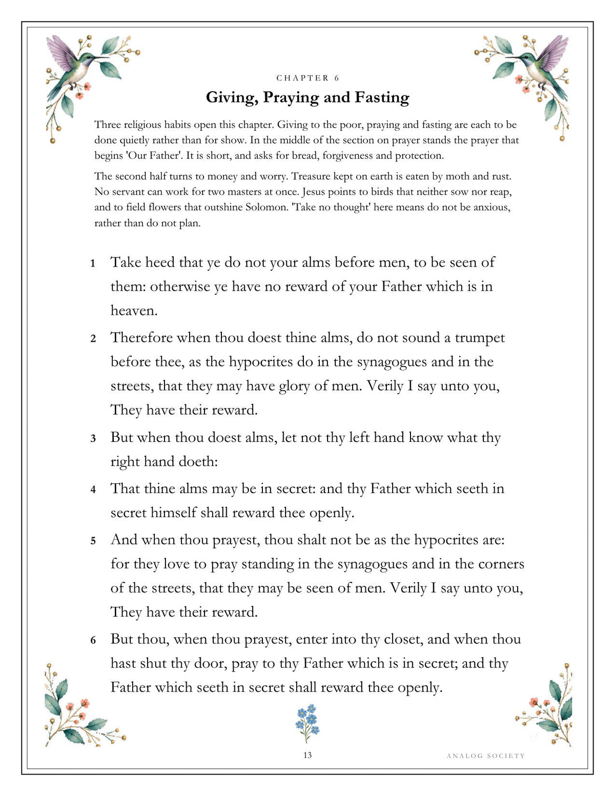 The Words of Jesus - inside page 13: Giving, Praying and Fasting