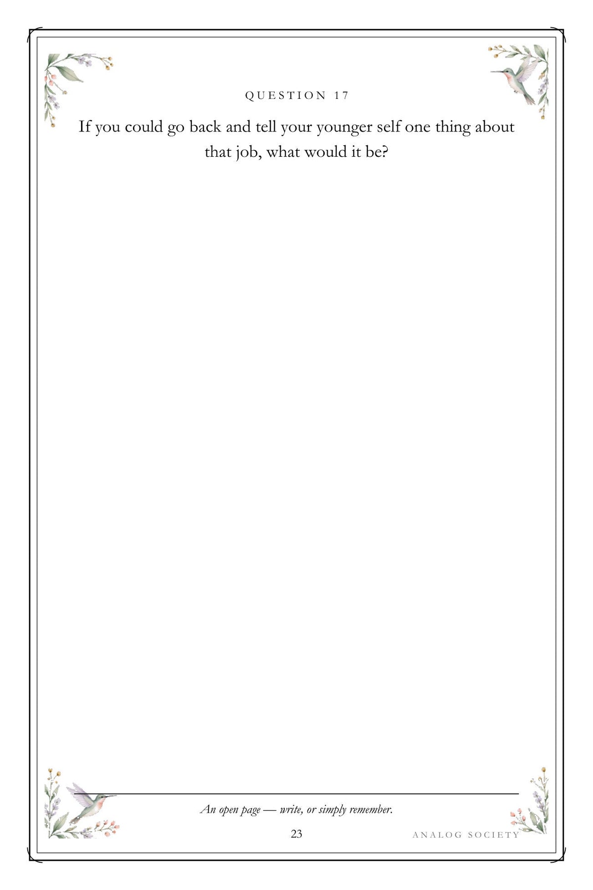 The Work of a Lifetime - inside page 23: If you could go back and tell your younger self one thing about